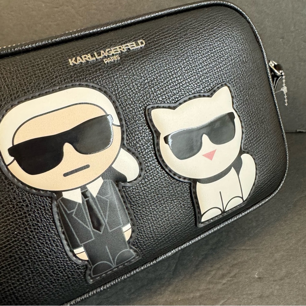 Karl Lagerfeld Paris Marcelle Camera Bag Crossbody Black Purse Choupette Cat NWT - Picture 3 of 12